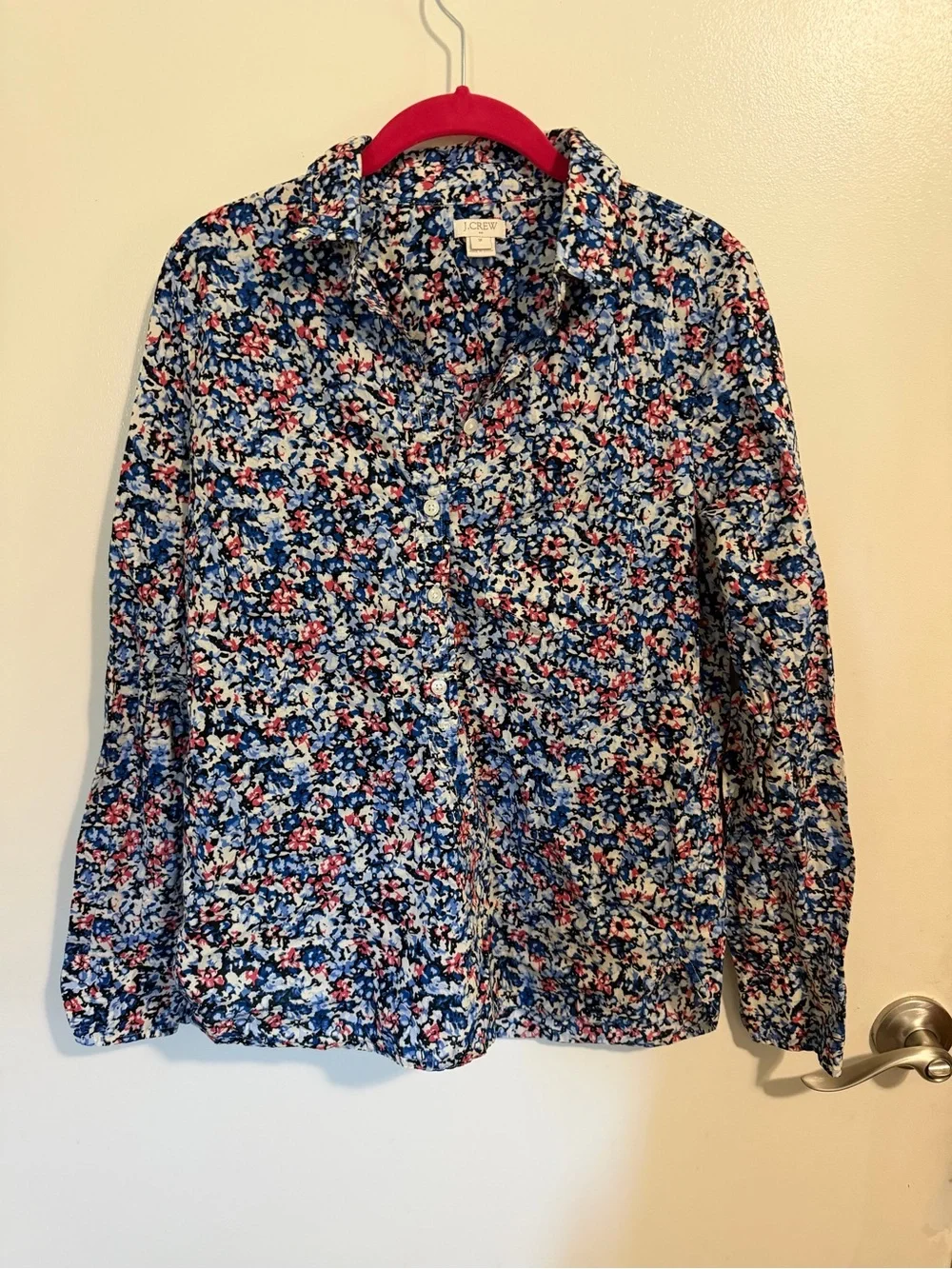 J. Crew Navy, White & Red Floral Button-Down Shirt